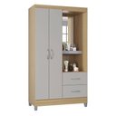Ver imagem 6 de Cômoda 867 4 Gavetas com Guarda Roupa Solteiro Córdoba 2 Portas Damasco Off White - Poquema