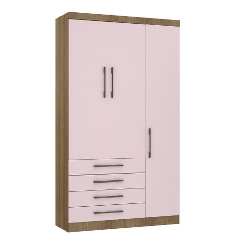 Guarda Roupa Dormitório Modulado Paris Módulo 4 Portas 4 Gavetas - Luciane 328:Avelã e Rosa