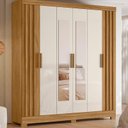 Ver imagem 1 de Guarda Roupa Casal Ambiente Valença 6 Portas Freijó Off White com Espelho – Moval