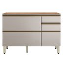 Ver imagem 1 de Balcão para Pia 1 Porta Basculante 4 Gavetas MDF Nude Prime 120cm Proença Bege/Nogueira