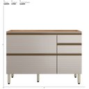 Ver imagem 2 de Balcão para Pia 1 Porta Basculante 4 Gavetas MDF Nude Prime 120cm Proença Bege/Nogueira