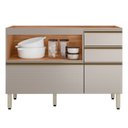 Ver imagem 3 de Balcão para Pia 1 Porta Basculante 4 Gavetas MDF Nude Prime 120cm Proença Bege/Nogueira