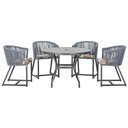 Ver imagem 1 de Mesa com 4 Cadeiras de Jantar Roma 100cm e Noronha em Aluminío Preto Corda Nautica Estofado 6 Trama