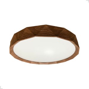 Luminária Plafon Teto Imbuia Redondo Sobrepor Facetado Led 3 Cores Multicor Ø40 30w