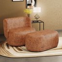 Ver imagem 2 de Namoradeira com Puff Orgânico Molly 02 Lugares Couríssimo Caramelo - Desk Design