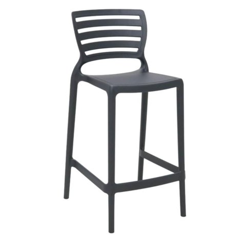 Kit 4 Cadeiras Altas Tramontina Plástico Resistente Grafite Banqueta Bar Bancada Cozinha Summa