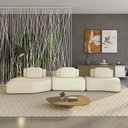 Ver imagem 1 de Sofá Ilha Sala de Estar Dakota 3 Módulos 454cm Encostos Almofadas Soltas Linho Bege/offwhite G33 - G