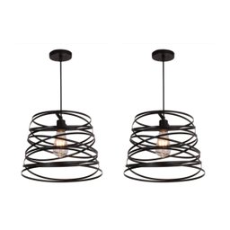 Kit 2 Lustres Pendentes Luminária Weave Preto 33cm - 1