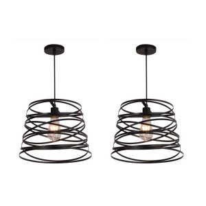 Kit 2 Lustres Pendentes Luminária Weave Preto 33cm