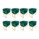 Ver imagem 1 de Kit 8 Cadeiras de Jantar Premium Base de Ferro Dourada Veludo Verde