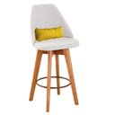 Ver imagem 2 de Kit 10 Banquetas Alta Maya Giratória Com Encosto Gourmet Linho Bege e Almofada Sintético Amarelo