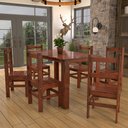 Ver imagem 2 de Mesa de Jantar 6 Lugares Rústico Madeira Maciça Mogano - Panorama Móveis