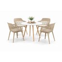 Ver imagem 1 de Conjunto de Jantar Mesa Leda Branca 90cm + 4 Cadeiras Marcela, Moderna e Confortavel - Nude
