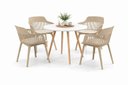 Ver imagem 1 de Conjunto de Jantar Mesa Leda Branca 90cm + 4 Cadeiras Marcela, Moderna e Confortavel - Nude