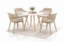 Ver imagem 2 de Conjunto de Jantar Mesa Leda Branca 90cm + 4 Cadeiras Marcela, Moderna e Confortavel - Nude