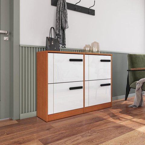 Sapateira Lisboa com 4 Gavetas 110x92cm Branco/Freijó 250690