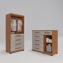 Ver imagem 6 de Quarto Infantil Guarda-Roupa 2 Portas 4 Gavetas e Cômoda 1 Porta 6 Gavetas Anne Espresso Móveis Marrom/Cinamomo/Off White