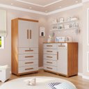 Ver imagem 1 de Quarto Infantil Guarda-Roupa 2 Portas 4 Gavetas e Cômoda 1 Porta 6 Gavetas Anne Espresso Móveis Marrom/Cinamomo/Off White
