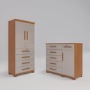 Ver imagem 5 de Quarto Infantil Guarda-Roupa 2 Portas 4 Gavetas e Cômoda 1 Porta 6 Gavetas Anne Espresso Móveis Marrom/Cinamomo/Off White