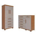 Ver imagem 2 de Quarto Infantil Guarda-Roupa 2 Portas 4 Gavetas e Cômoda 1 Porta 6 Gavetas Anne Espresso Móveis Marrom/Cinamomo/Off White
