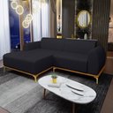 Ver imagem 2 de Sofá 230cm 4 Lugares com Chaise Esquerdo Pés Gold Molino D-465 Linho Chumbo - Domi