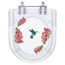 Ver imagem 6 de Assento Sanitário Tampa de Vaso Vogue Plus Transparente Decorado - Beija-flor com Flores