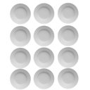 Ver imagem 1 de Jogo 12 Pratos Fundos em Porcelana Diamante Germer 23cm Branco Mesa Posta Restaurante