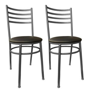 Kit Conjunto com 2 Cadeiras para Cozinha Mesa Jantar Bar Lanchonete Restaurante Estofado Preta