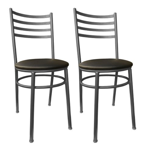 Kit Conjunto com 2 Cadeiras para Cozinha Mesa Jantar Bar Lanchonete Restaurante Estofado Preta