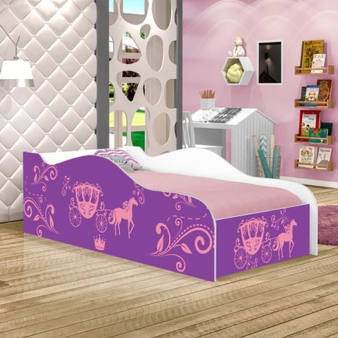 Cama Fun Carruagem de Princesa Solteiro com Colchão