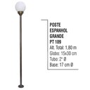 Ver imagem 3 de Poste Colonial Espanhol Grande para Jardim de Alumínio 1,80m
