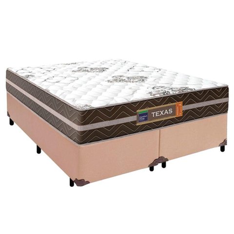 Cama Box Casal Bipartido Sintético + Colchão Molas Ensacadas Texas Prime Colchões 138cm - Suporta