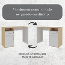 Ver imagem 7 de Mesa Escrivaninha para Escritório Hall:carvalho/branco