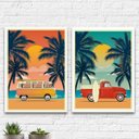 Ver imagem 1 de Kit 2 Quadros Decorativos Carros Na Praia 33x24cm:Madeira branca