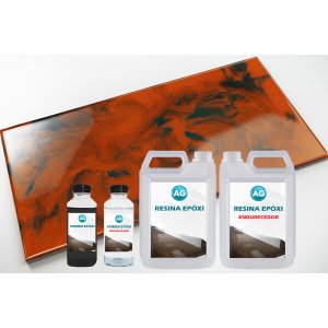 Kit Porcelanato Liquido Metálico Vermelho Bronze / Verde Escuro AG por M² Resinas ag Kit Porcelanato