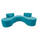 Ver imagem 5 de Sofá Modular Orgânico Monterrey 260cm + Puff Veludo Azul Turquesa