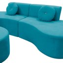 Ver mais imagens de Sofá Modular Orgânico Monterrey 260cm + Puff Veludo Azul Turquesa