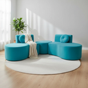 Ver imagem 2 de Sofá Modular Orgânico Monterrey 260cm + Puff Veludo Azul Turquesa