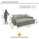 Ver imagem 3 de Sofá Cama Retrátil e Reclinável 3 Lugares Bouclé Verde Michigan 220cm Yescasa
