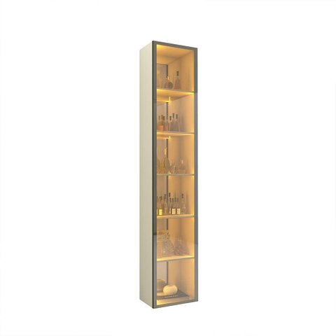 Cristaleira Torre Luminare Reflecta LED 100% MDF Off White - Gelius