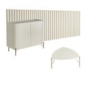 Ver imagem 2 de Kit para Sala de Estar Painel Ripado Buffet Mesa de Centro 2 Portas 1 Prateleira MDF 360cm Luna