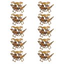Ver imagem 1 de Kit 10 Conjuntos De Mesa Com 4 Cadeiras De Madeira Dobravel 70X70 Mel - Amarelo
