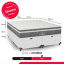 Ver imagem 6 de Cama Box Baú Queen + Colchão Paris Molas Ensacadas Cinza Couro Branco/cinza
