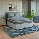 Ver imagem 3 de Cama Box Baú Queen + Colchão Paris Molas Ensacadas Cinza Couro Branco/cinza