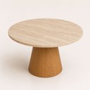 Ver imagem 2 de Mesa de Jantar Cone Redondo 80 cm Tampo Mármore Travertino Base Freijó