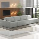 Ver imagem 1 de Sofá Ilha Modulado Milos 392cm Puff Lateral Bouclê Cinza G33 - Gran Belo