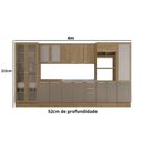 Ver imagem 2 de Armário de Cozinha Modulada Completa Reta 8 Peças 4,00m 190 Botanic Kappesberg - Nogueira/Fendi