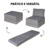 Puff Vira Cama Dobrável Multiuso 3 Em 1 Quarto Sala Suede - Cinza - 5