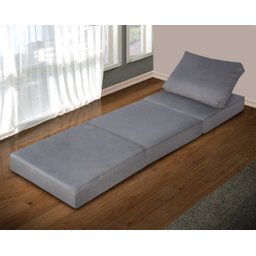 Puff Vira Cama Dobrável Multiuso 3 Em 1 Quarto Sala Suede - Cinza - 2