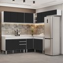 Ver imagem 2 de Armário de Cozinha Modulado de Canto 7 Peças Cp20 Balcão com Tampo Branco/preto - Lumil Lumil Móveis